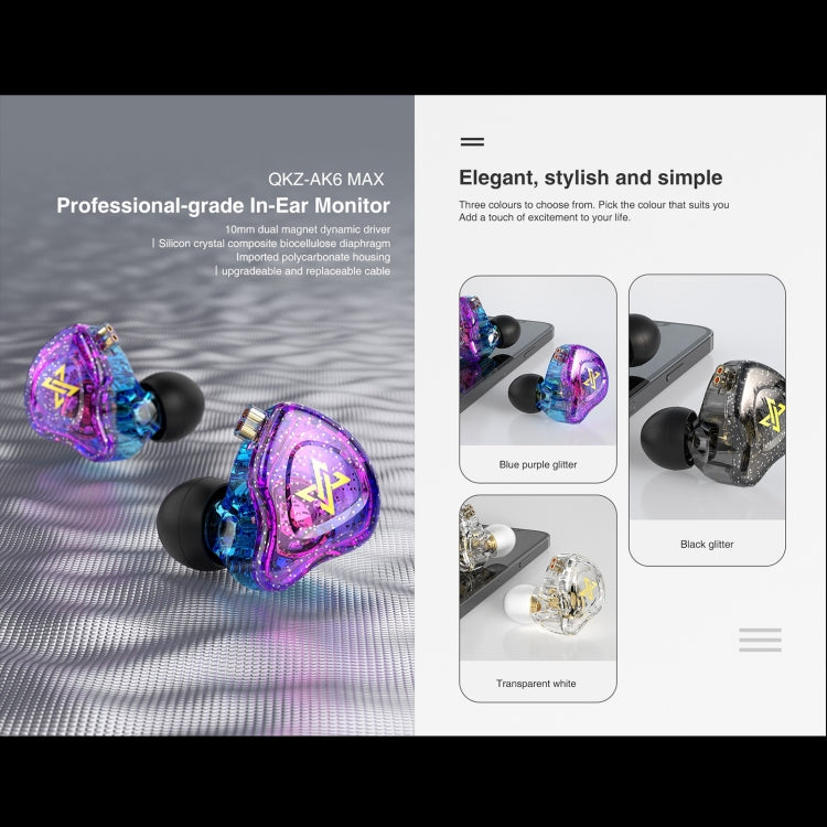 Écouteurs intra-auriculaires dynamiques avec caisson de basses QKZ AK6 MAX, version standard, avec micro