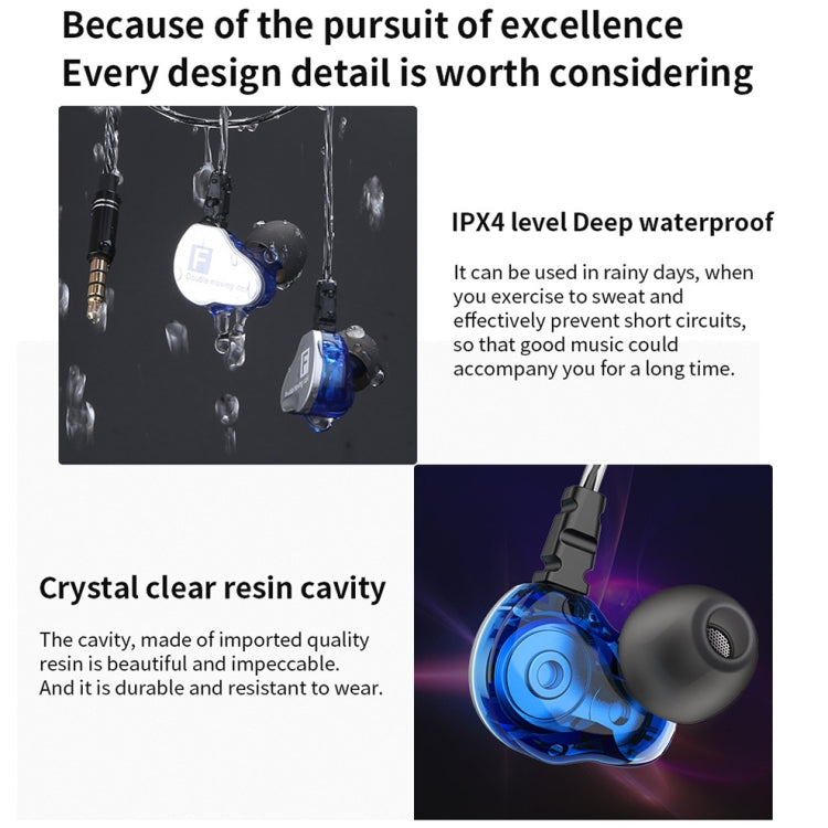 Écouteurs intra-auriculaires dynamiques doubles avec subwoofer QKZ F910