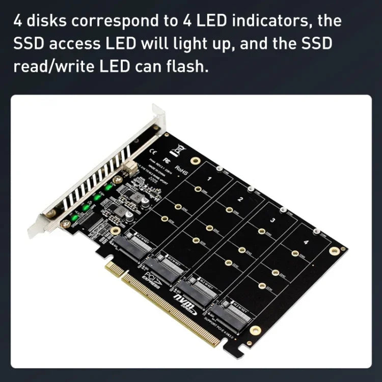 Carte de baie de disques PH44 NVMe 4 PCI-E à répartition de signal