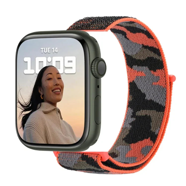 Nylon Loop Watch Band For Apple Watch Series, 7 45mm / 6&SE&5&4 44mm / 3&2&1 42mm, 7 41mm / 6&SE&5&4 40mm / 3&2&1 38mm