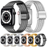 Bracelet de montre en acier pour Apple Watch Series 7 45mm / 6&SE&5&4 44mm / 3&2&1 42mm, 7 41mm / 6&SE&5&4 40mm / 3&2&1 38mm