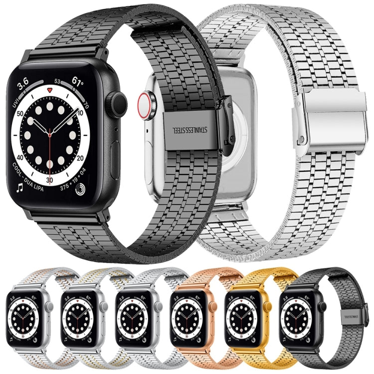 Bracelet de montre en acier pour Apple Watch Series 7 45mm / 6&SE&5&4 44mm / 3&2&1 42mm, 7 41mm / 6&SE&5&4 40mm / 3&2&1 38mm