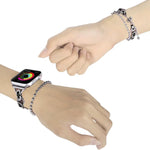 Bracelet de montre double chaîne à 2 perles en acier inoxydable pour Apple Watch Series, 7 45mm / 6&SE&5&4 44mm / 3&2&1 42mm, 7 41mm / 6&SE&5&4 40mm / 3&2&1 38mm