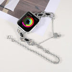 Bracelet de montre double chaîne à 2 perles en acier inoxydable pour Apple Watch Series, 7 45mm / 6&SE&5&4 44mm / 3&2&1 42mm, 7 41mm / 6&SE&5&4 40mm / 3&2&1 38mm