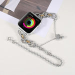 Bracelet de montre double chaîne à 2 perles en acier inoxydable pour Apple Watch Series, 7 45mm / 6&SE&5&4 44mm / 3&2&1 42mm, 7 41mm / 6&SE&5&4 40mm / 3&2&1 38mm