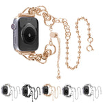 Bracelet de montre double chaîne à 2 perles en acier inoxydable pour Apple Watch Series, 7 45mm / 6&SE&5&4 44mm / 3&2&1 42mm, 7 41mm / 6&SE&5&4 40mm / 3&2&1 38mm