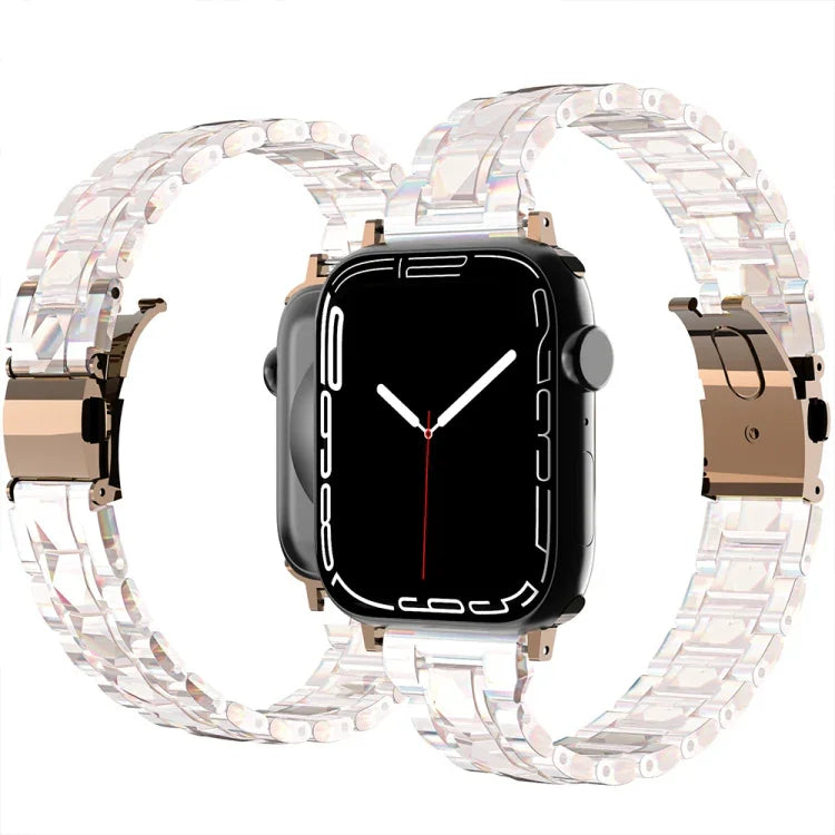 Bracelet de montre en acrylique galvanisé pour Apple Watch Series, 7 45mm / 6&SE&5&4 44mm / 3&2&1 42mm, 7 41mm / 6&SE&5&4 40mm / 3&2&1 38mm