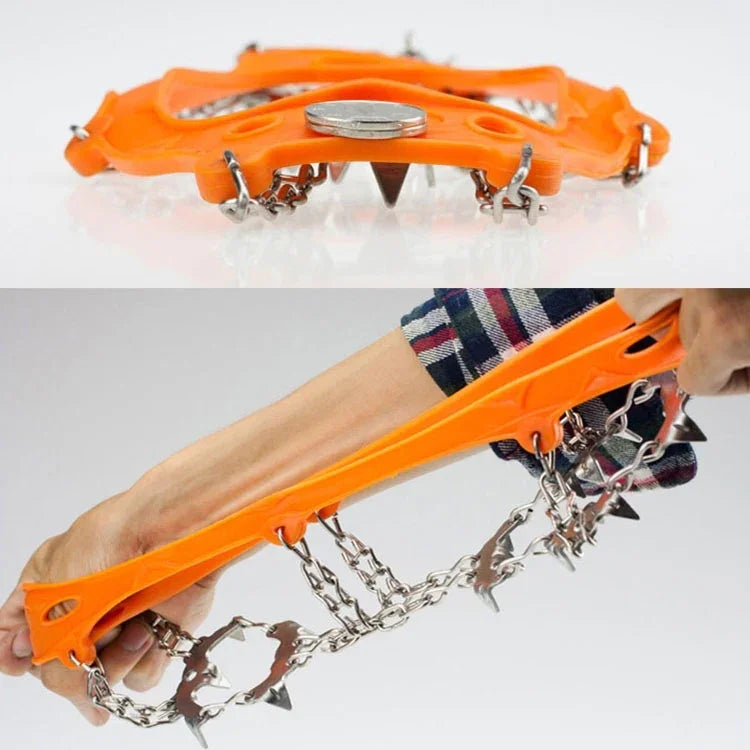 1 paire de crampons antiglisse à 19 dents pour chaussures de randonnée/escalade, taille L (noir), taille L (orange), taille XL (noir), taille XL (orange)