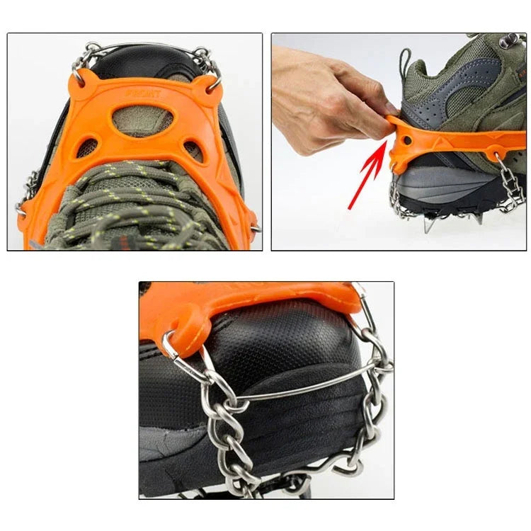 1 paire de crampons antiglisse à 19 dents pour chaussures de randonnée/escalade, taille L (noir), taille L (orange), taille XL (noir), taille XL (orange)