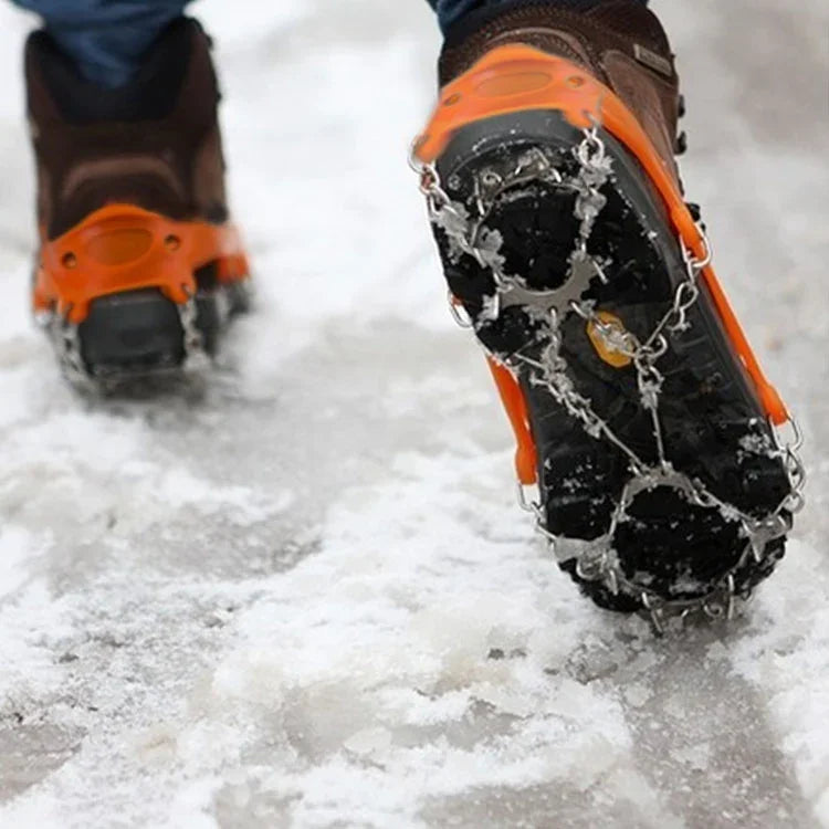 1 paire de crampons antiglisse à 19 dents pour chaussures de randonnée/escalade, taille L (noir), taille L (orange), taille XL (noir), taille XL (orange)