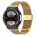 For Huami Amazfit T-Rex 2 Snap-fit Stainless Steel Mesh Watch Band
