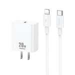 Chargeur REMAX RP-U5 Extreme 2 Series 20W PD + câble de données USB-C / Type-C vers 8 broches 1m charge rapide, prise CN, prise EU, prise US