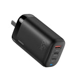 Chargeur rapide REMAX RP-U55 Territory Series 65W USB + double interface USB-C / Type-C, prise CN