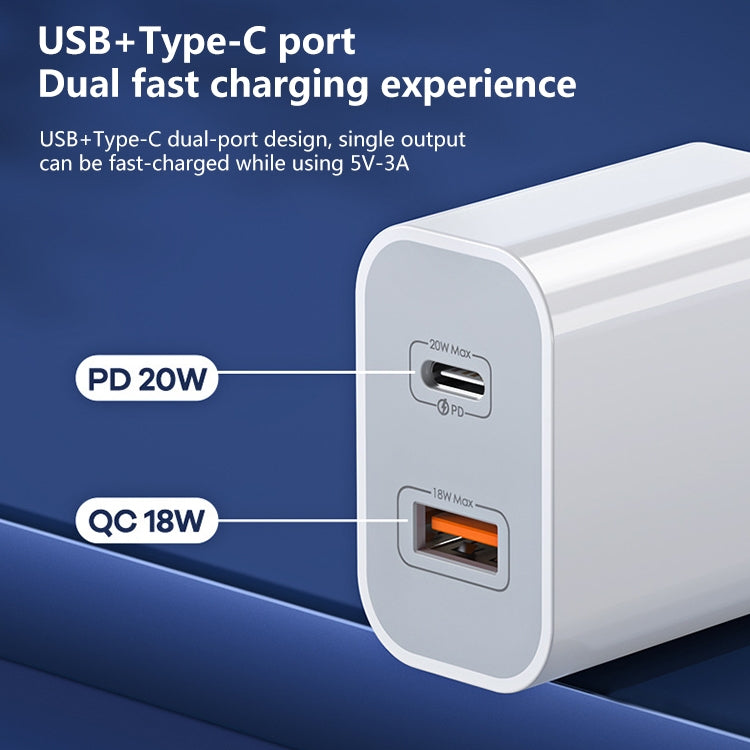Chargeur rapide REMAX RP-U68 Speedy Series 20W USB + interface USB-C/Type-C, prise CN, prise EU, prise UK, prise US