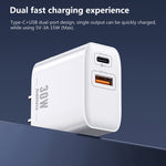 Chargeur rapide REMAX RP-U82 30W double interface USB + USB-C/Type-C, prise CN, prise UK, prise US