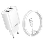 Chargeur rapide REMAX RP-U35 Jane Series 2.1A double port USB, 8 broches, Micro USB, USB-C/Type-C