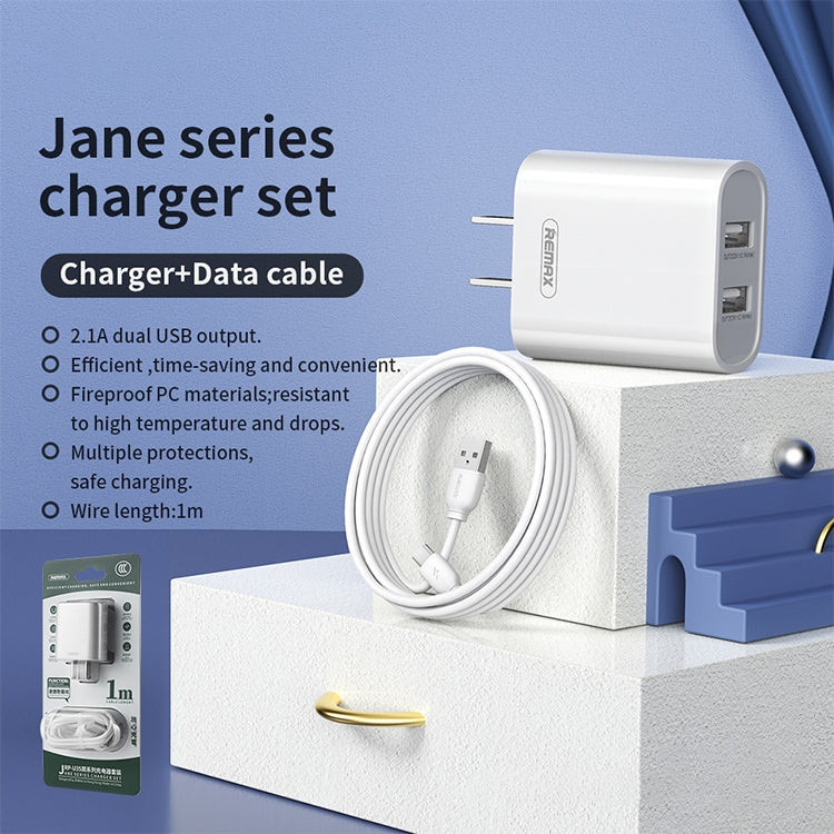 Chargeur rapide REMAX RP-U35 Jane Series 2.1A double port USB, 8 broches, Micro USB, USB-C/Type-C
