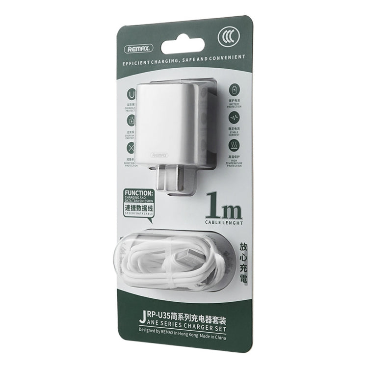 Chargeur rapide REMAX RP-U35 Jane Series 2.1A double port USB, 8 broches, Micro USB, USB-C/Type-C