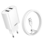 Chargeur rapide REMAX RP-U35 Jane Series 2.1A double port USB, 8 broches, Micro USB, USB-C/Type-C