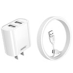 Chargeur rapide REMAX RP-U35 Jane Series 2.1A double port USB, 8 broches, Micro USB, USB-C/Type-C