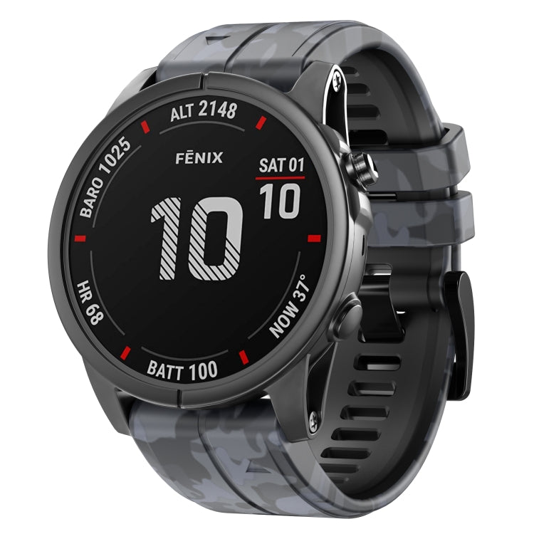 Camouflage Silicone Watch Band, For Garmin Fenix 7, For Garmin Fenix 7X