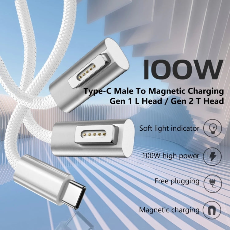 Câble de charge PD 100 W 5 broches MagSafe 2 (en forme de T) vers USB-C / Type-C, longueur du câble : 1,8 m, MagSafe 2 (en forme de T)