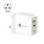 Chargeur de voyage 25W PD Type-C + ports USB QC3.0, prise UK