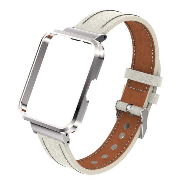 Genuine Leather Metal Case Integrated Watch Band, For Xiaomi Mi Watch Lite / Redmi Watch, For Xiaomi Redmi Watch 2, For Xiaomi Redmi Watch 2 Lite