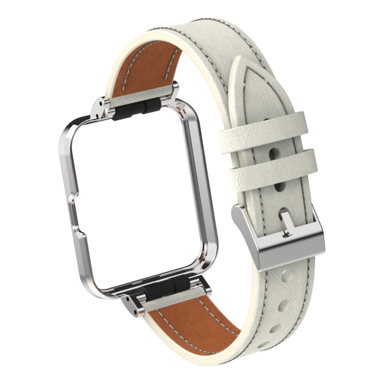 Genuine Leather Metal Case Integrated Watch Band, For Xiaomi Mi Watch Lite / Redmi Watch, For Xiaomi Redmi Watch 2, For Xiaomi Redmi Watch 2 Lite
