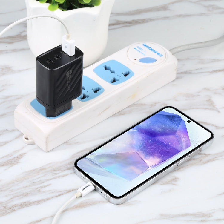 Chargeur mural de voyage AR-892 3 en 1 QC3.0 PD20W USB + USB-C / Type-C, prise EU, prise UK