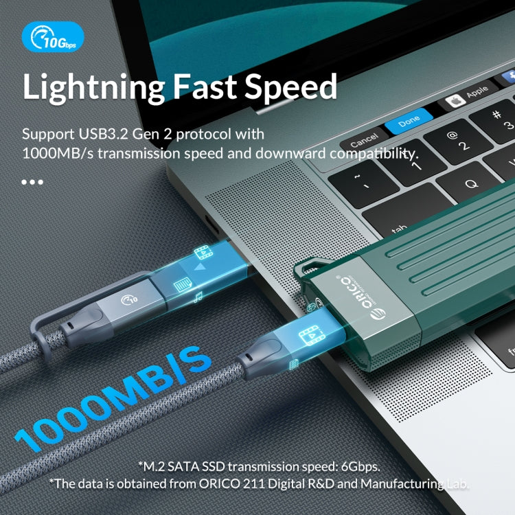 Boîtier ORICO USB3.1 Gen1 Type-C 6Gbps pour SSD M.2 SATA