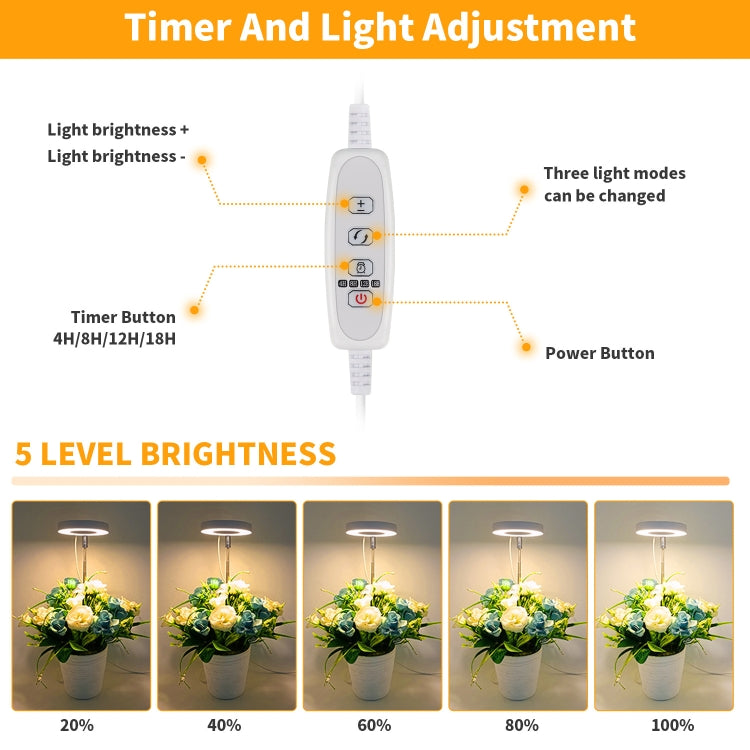 Lumière de remplissage pour croissance de plantes succulentes 10W 48 LED, anneau d'ange, abeille, tube rond