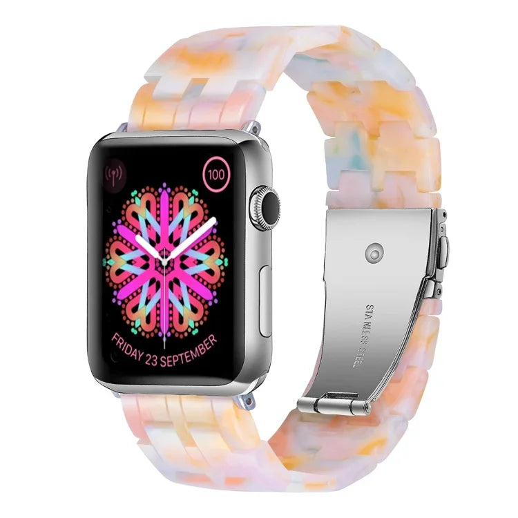 Bracelet de montre en résine à cinq billes pour Apple Watch Series, 7 45mm / 6&SE&5&4 44mm / 3&2&1 42mm, 7 41mm / 6&SE&5&4 40mm / 3&2&1 38mm