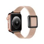 Bracelet de montre magnétique à boucle carrée noire pour Apple Watch Series, 7 45mm / 6&SE&5&4 44mm / 3&2&1 42mm, 7 41mm / 6&SE&5&4 40mm / 3&2&1 38mm