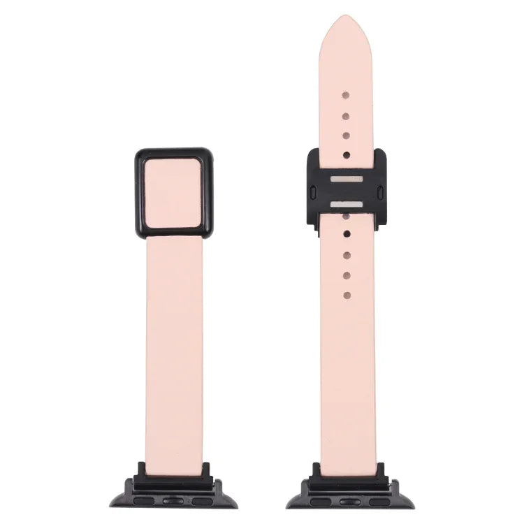 Bracelet de montre magnétique à boucle carrée noire pour Apple Watch Series, 7 45mm / 6&SE&5&4 44mm / 3&2&1 42mm, 7 41mm / 6&SE&5&4 40mm / 3&2&1 38mm