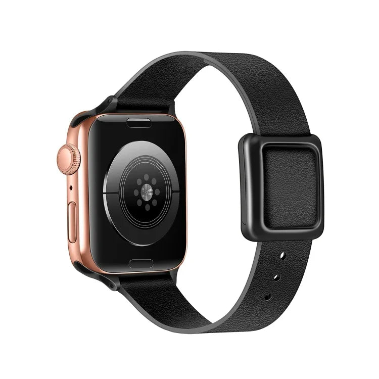 Bracelet de montre magnétique à boucle carrée noire pour Apple Watch Series, 7 45mm / 6&SE&5&4 44mm / 3&2&1 42mm, 7 41mm / 6&SE&5&4 40mm / 3&2&1 38mm