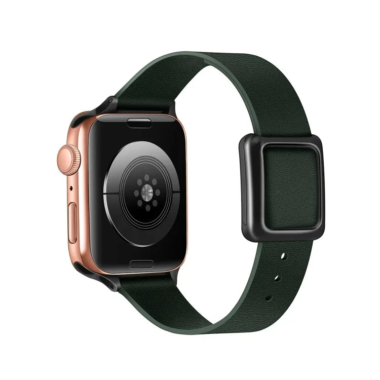 Bracelet de montre magnétique à boucle carrée noire pour Apple Watch Series, 7 45mm / 6&SE&5&4 44mm / 3&2&1 42mm, 7 41mm / 6&SE&5&4 40mm / 3&2&1 38mm