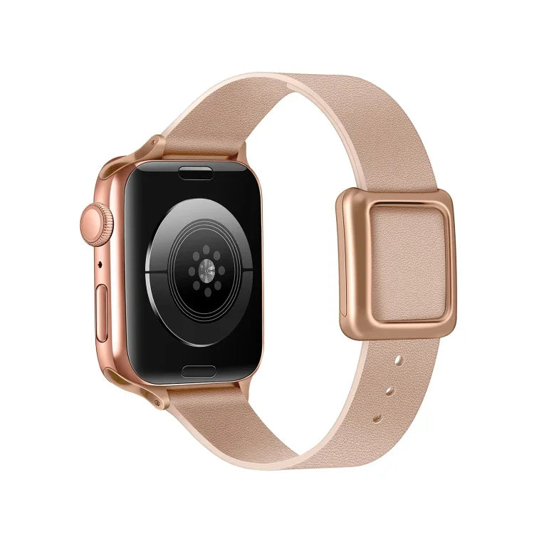 Bracelet de montre à boucle carrée magnétique en or rose pour Apple Watch Series, 7 45mm / 6&SE&5&4 44mm / 3&2&1 42mm, 7 41mm / 6&SE&5&4 40mm / 3&2&1 38mm