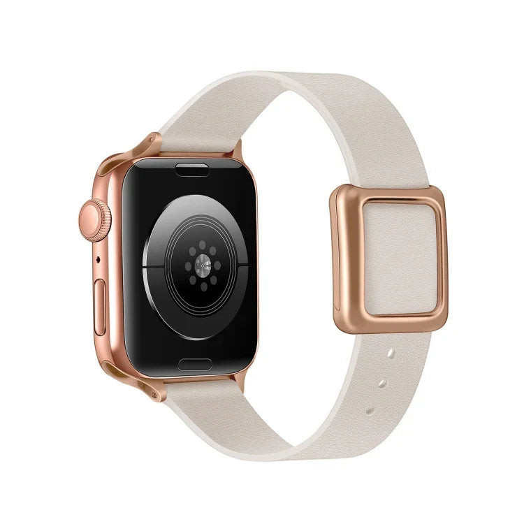 Bracelet de montre à boucle carrée magnétique en or rose pour Apple Watch Series, 7 45mm / 6&SE&5&4 44mm / 3&2&1 42mm, 7 41mm / 6&SE&5&4 40mm / 3&2&1 38mm