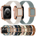 Bracelet de montre à boucle carrée magnétique en or rose pour Apple Watch Series, 7 45mm / 6&SE&5&4 44mm / 3&2&1 42mm, 7 41mm / 6&SE&5&4 40mm / 3&2&1 38mm