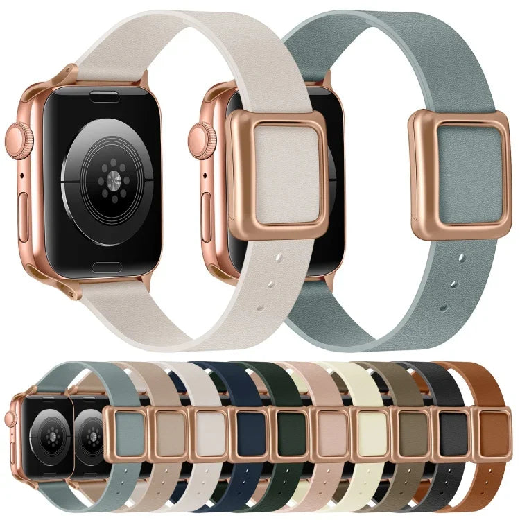 Bracelet de montre à boucle carrée magnétique en or rose pour Apple Watch Series, 7 45mm / 6&SE&5&4 44mm / 3&2&1 42mm, 7 41mm / 6&SE&5&4 40mm / 3&2&1 38mm