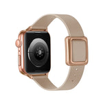 Bracelet de montre à boucle carrée magnétique en or rose pour Apple Watch Series, 7 45mm / 6&SE&5&4 44mm / 3&2&1 42mm, 7 41mm / 6&SE&5&4 40mm / 3&2&1 38mm