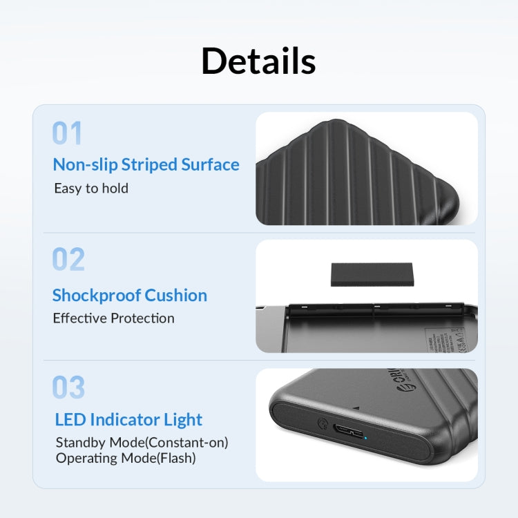 Boîtier de disque dur externe ORICO 25PW1-U3 2,5 pouces, 25PW1-U3, 25PW1-C3, 25PW1C-C3
