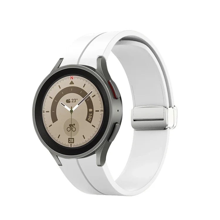 Bracelet de montre en silicone avec boucle déployante en argent, pour Samsung Galaxy Watch5 40 et 44mm / Pro 45mm