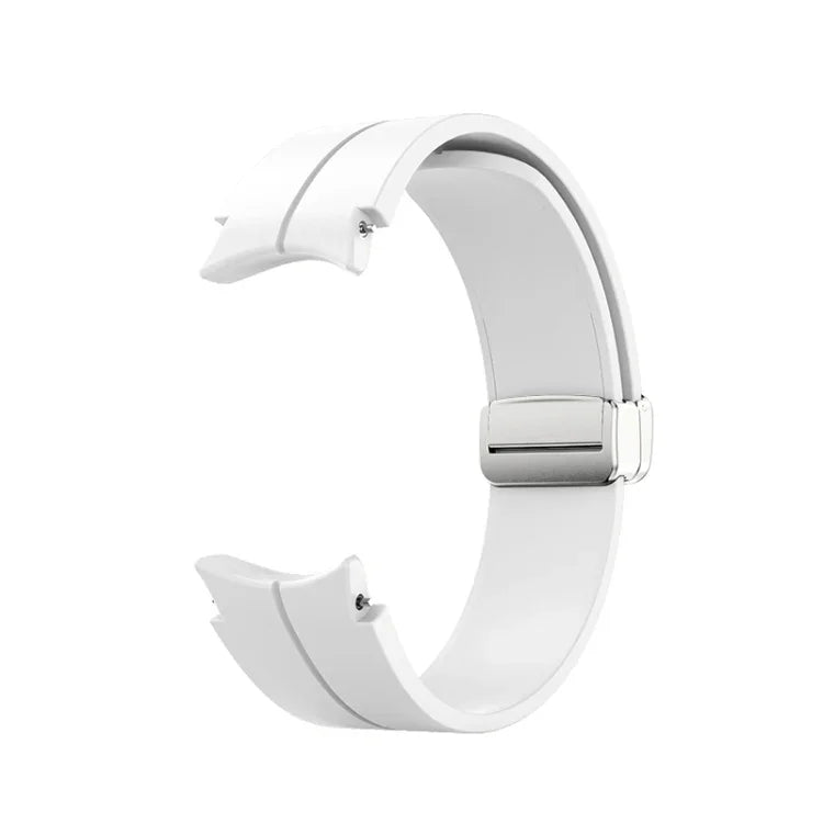 Bracelet de montre en silicone avec boucle déployante en argent, pour Samsung Galaxy Watch5 40 et 44mm / Pro 45mm