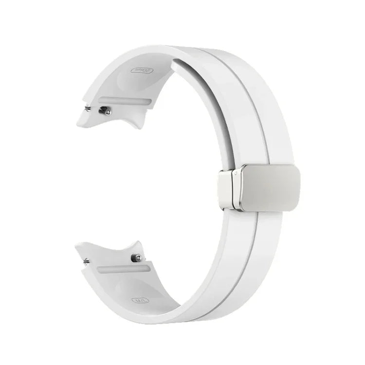 Bracelet de montre en silicone avec boucle déployante en argent, pour Samsung Galaxy Watch5 40 et 44mm / Pro 45mm