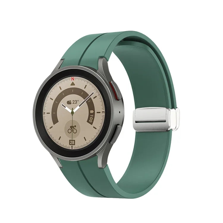 Bracelet de montre en silicone avec boucle déployante en argent, pour Samsung Galaxy Watch5 40 et 44mm / Pro 45mm