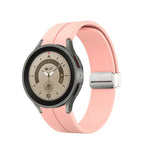 Bracelet de montre en silicone avec boucle déployante en argent, pour Samsung Galaxy Watch5 40 et 44mm / Pro 45mm