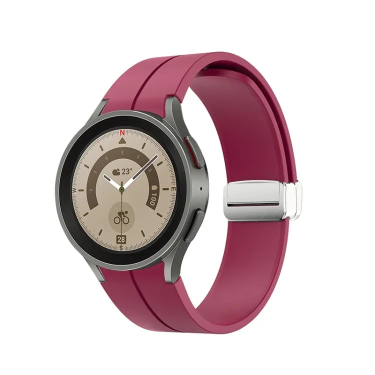 Bracelet de montre en silicone avec boucle déployante en argent, pour Samsung Galaxy Watch5 40 et 44mm / Pro 45mm