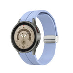 Bracelet de montre en silicone avec boucle déployante en argent, pour Samsung Galaxy Watch5 40 et 44mm / Pro 45mm